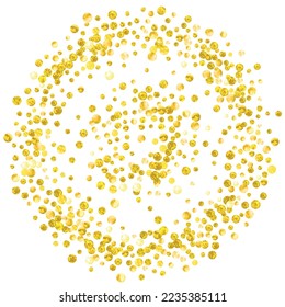 Gold Dust Banner. Metallic Invite. Save Date Brochure. Golden Fashion Art. Yellow Glittery Frame. Decoration Painting. Holiday Particle. Yellow Gold Dust Banner