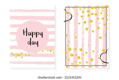 Gold Dust Confetti. Black Branding Particle. Stripe Marriage Design. Pink Simple Offer. White Art. Golden Mothers Invite. Christmas Brochure Set. Pink Gold Dust Confetti