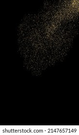 Gold Dust Festive Vector Black Background. Happy Sequin Backdrop. Yellow Sparkle Luxury Illustration. Glow Rich Pattern.