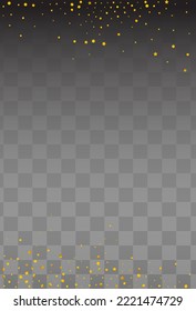 Gold Dust Festive Vector Transparent Background. Shiny Constellation Invitation. Yellow Starfall Light Pattern. Sparkle Golden Banner.