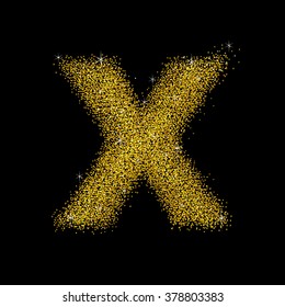 Gold dust font type letter X