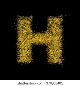 Gold dust font type letter H