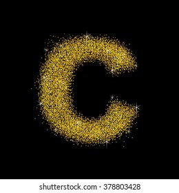 Gold dust font type letter C
