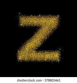 Gold dust font type letter Z