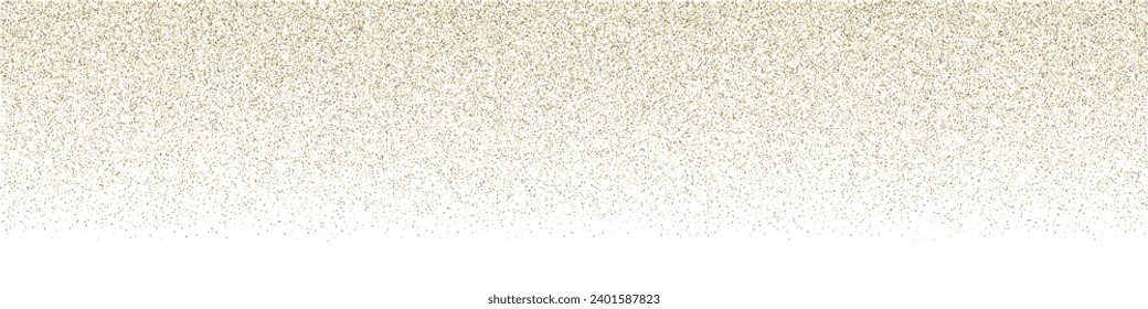 Gold dust glitter overlay background. Sparkling golden falling confetti border. Sequin dust frame wallpaper for wedding or christmas banner. Vector illustration.
