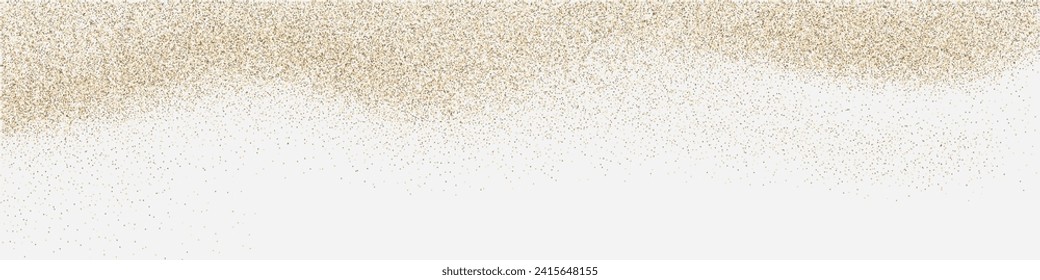 Fondo superpuesto del brillo del polvo de oro. Esparcido borde de confeti dorado que cae. Papel tapiz del marco de polvo secuencial para banner de boda o navidad. Ilustración vectorial.