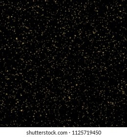 Gold dust glitter texture on a black. Explosion of confetti. Glittering stars. EPS 10