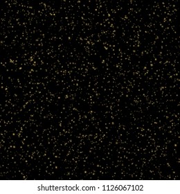 Gold dust glitter texture on a black. Explosion of confetti. Glittering stars. EPS 10