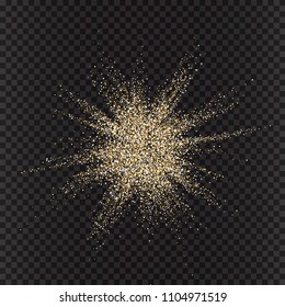 Gold Dust. Golden sparks and stars shine with special light. Vector sparkles on a transparent background.	