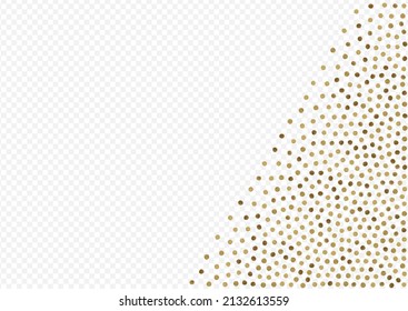 Gold Dust Holiday Vector Transparent Background. Modern Sequin Backdrop. Yellow Confetti Festive Banner. Polka Abstract Wallpaper.