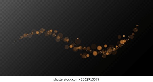 Gold dust light. Bokeh glow lights lights background effect. Christmas background glowing dust Christmas glowing lights bokeh light confetti and glitter texture overlay for your design.	