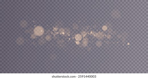Gold dust light. Bokeh glow lights lights background effect. Christmas background glowing dust Christmas glowing lights bokeh light confetti and glitter texture overlay for your design.	