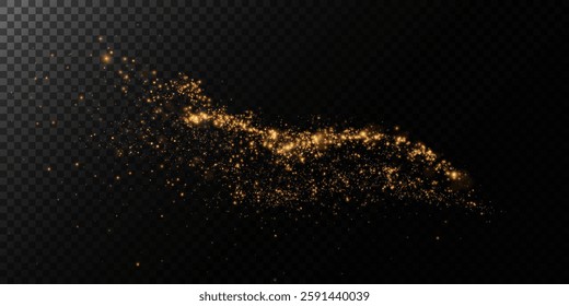 Gold dust light. Bokeh glow lights lights background effect. Christmas background glowing dust Christmas glowing lights bokeh light confetti and glitter texture overlay for your design.	