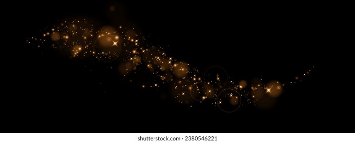 Gold dust light png. Bokeh glowing lights background effect. Christmas background glowing dust Christmas glowing lights bokeh confetti and glitter overlay texture for your design.