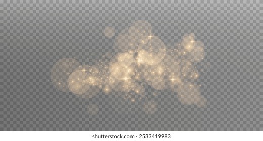 Png de pó de ouro leve. Bokeh brilho luzes efeito de fundo. Fundo de Natal brilhante poeira Natal brilho luzes bokeh luz confete e brilho textura sobreposição para o seu design.
