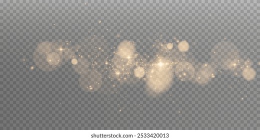 Png de pó de ouro leve. Bokeh brilho luzes efeito de fundo. Fundo de Natal brilhante poeira Natal brilho luzes bokeh luz confete e brilho textura sobreposição para o seu design.
