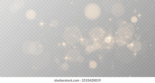 Gold dust light png. Bokeh glow lights lights background effect. Christmas background glowing dust Christmas glowing lights bokeh light confetti and glitter texture overlay for your design.

