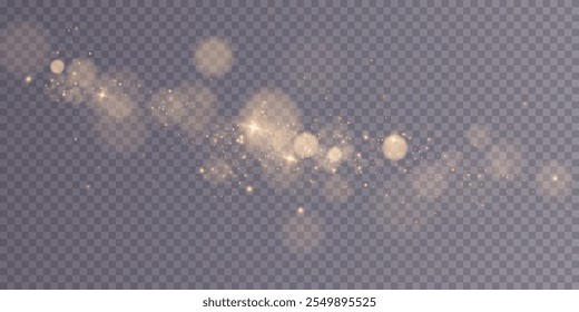 Gold dust light png. Bokeh glow lights lights background effect. Christmas background glowing dust Christmas glowing lights bokeh light confetti and glitter texture overlay for your design.	