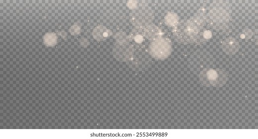 Gold dust light png. Bokeh glow lights lights background effect. Christmas background glowing dust Christmas glowing lights bokeh light confetti and glitter texture overlay for your design.	