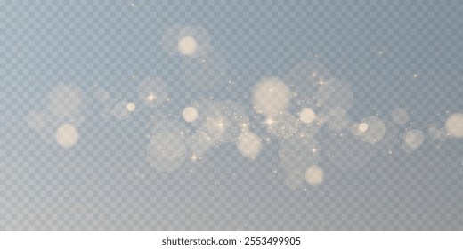 Gold dust light png. Bokeh glow lights lights background effect. Christmas background glowing dust Christmas glowing lights bokeh light confetti and glitter texture overlay for your design.	