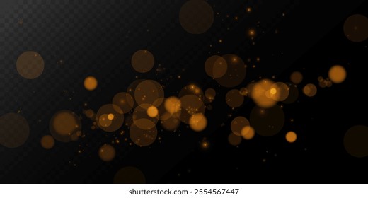 Gold dust light png. Bokeh glow lights lights background effect. Christmas background glowing dust Christmas glowing lights bokeh light confetti and glitter texture overlay for your design.	