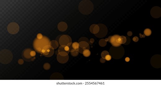 Gold dust light png. Bokeh glow lights lights background effect. Christmas background glowing dust Christmas glowing lights bokeh light confetti and glitter texture overlay for your design.	