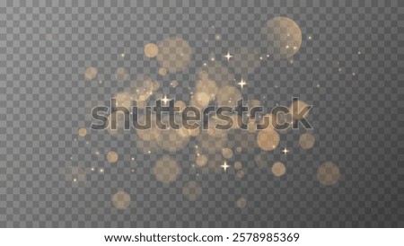 Gold dust light Yellow bokeh light yellow bokeh light effect. Festive designs. Festive glowing sparks for banners and adverts. glowing bokeh on transparent background , vector graphics