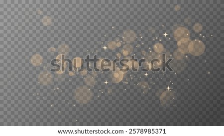 Gold dust light Yellow bokeh light yellow bokeh light effect. Festive designs. Festive glowing sparks for banners and adverts. glowing bokeh on transparent background , vector graphics