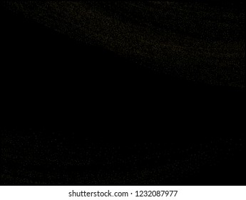 Gold dust on a black background. Small particles, Golden glitter, confetti, sequins in the form of moving waves. Luxury pattern. Vector illustration