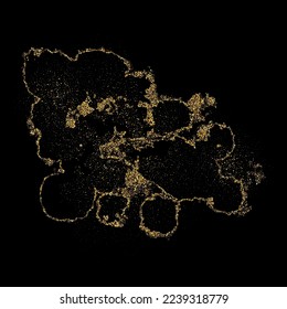 Gold dust on a black background, festive background, shiny gold dust, design element. holiday abstract shiny color golden design element