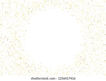 Polvo de oro sobre fondo blanco. Pequeñas partículas, brillo dorado, confetti, secuencias en forma de ondas en movimiento. Patrón de lujo. Ilustración del vector
