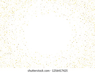 Gold dust on a white background. Small particles, Golden glitter, confetti, sequins in the form of moving waves. Luxury pattern. Vector illustration