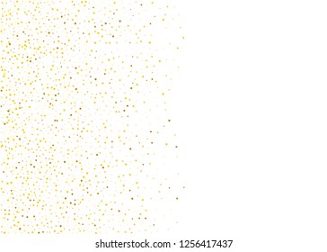 Gold dust on a white background. Small particles, Golden glitter, confetti, sequins in the form of moving waves. Luxury pattern. Vector illustration
