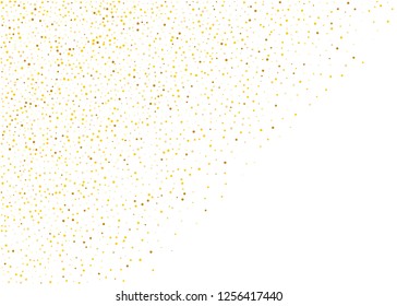 Gold dust on a white background. Small particles, Golden glitter, confetti, sequins in the form of moving waves. Luxury pattern. Vector illustration 