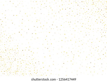 Gold dust on a white background. Small particles, Golden glitter, confetti, sequins in the form of moving waves. Luxury pattern. Vector illustration