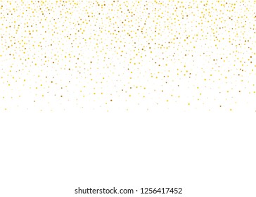 Gold dust on a white background. Small particles, Golden glitter, confetti, sequins in the form of moving waves. Luxury pattern. Vector illustration