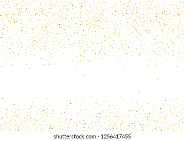 Gold dust on a white background. Small particles, Golden glitter, confetti, sequins in the form of moving waves. Luxury pattern. Vector illustration