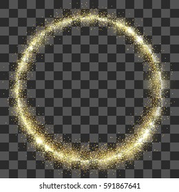 Gold dust shiny ring vector template. Stardust circle background.