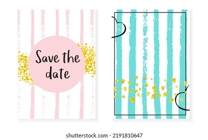 Goldstaub-Spargel. Rose-Effekt. Streifen festes Element. Skandinavische Malerei Set. Pink Splatter Magazine. Mint Mütter Illustration. Goldener Zauberrahmen. Turquoise-Goldstaub