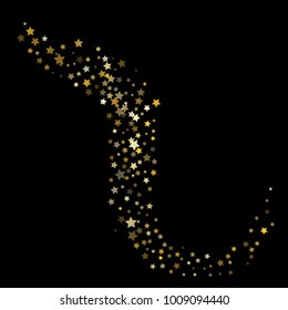 Gold Dust, Sparkles, Premium Celebration Vector Background. Falling Stars Garland, Frame, Border for Product Design, Party or Music Poster. Firework, Magic Lights, Glitter, Sparkling Silver, Gold Dust