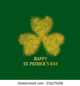 Gold dust of three leaved shamrock, symbol of Saint Patrick