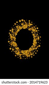 Fondo negro del vector del polvo dorado. Postal de Círculo Dorado. Fondo del Aniversario del Confeti Amarillo. Ilustración de Vuelo Caído.