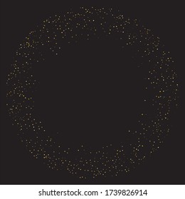 Gold dust, very small particles on black background. Vector illustration
