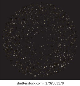 Gold dust, very small particles on black background. Vector illustration