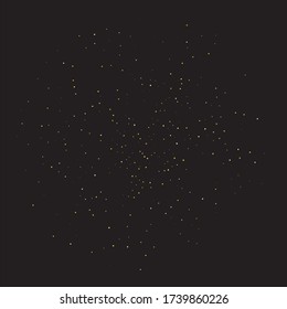 Gold dust, very small particles on black background. Vector illustration