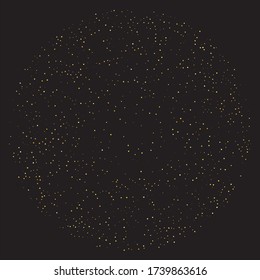 Gold dust, very small particles on black background. Vector illustration