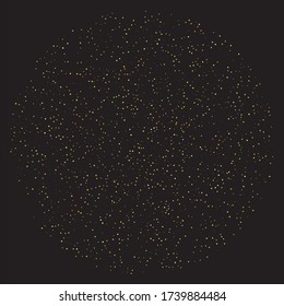 Gold dust, very small particles on black background. Vector illustration