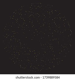 Polvo de oro, partículas muy pequeñas sobre fondo negro. Ilustración del vector