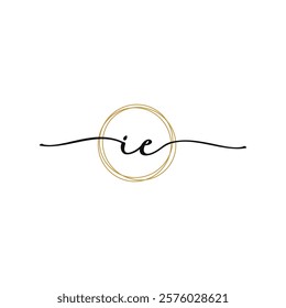 Gold I E Initial Script Letter Beauty Logo Template