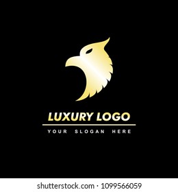 gold eagle head luxury logo
